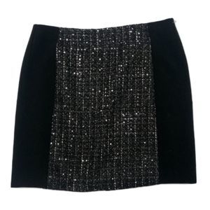 LOFT Black Tweed Sequin Mini Skirt